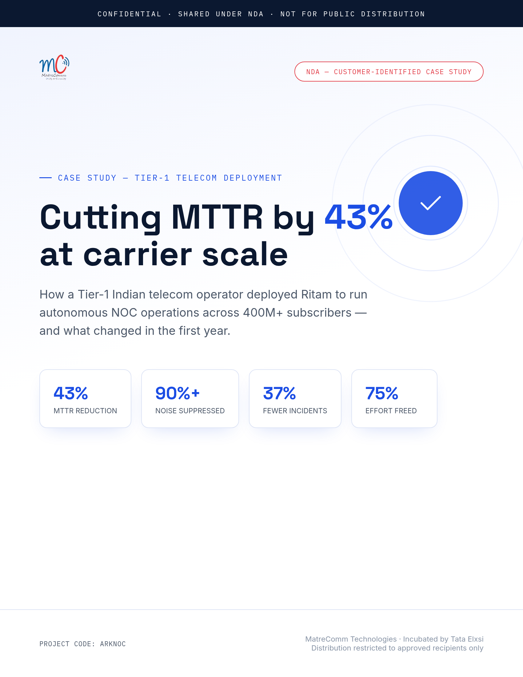 ARKNOC case study — Cutting MTTR by 43% at carrier scale